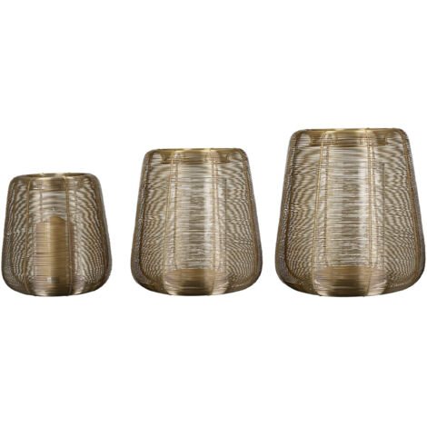 GILDE Windlicht, konisch, "Lucerno", Metall, goldfarben, VE 1, H. 29 cm, D. 25 cm Ersatzglas