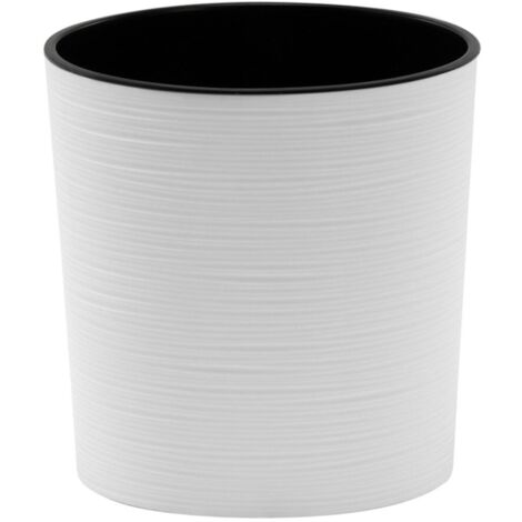 Pflanzgefäß LOCON GROOVE, weiß Rillenoptik, Ø 25 x 25,5 cm Kunststoffgefäß mit Einsatz (1/6)