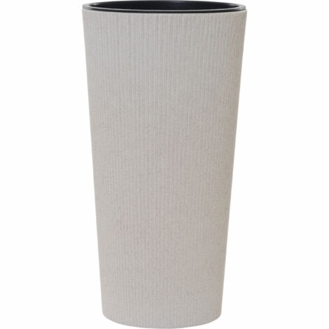 Pflanzgefäße LOCON STRIPE creme Streifenoptik, 30 x 57 cm Kunststoffgefäß mit Holzfaseranteil und Einsatz (1/5)