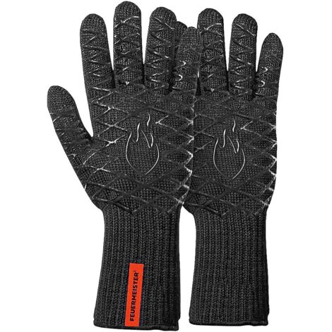 Feuermeister BBQ Paar Aramid Grillhandschuhe 5 Finger Grillfingerhandschuh Gr 10