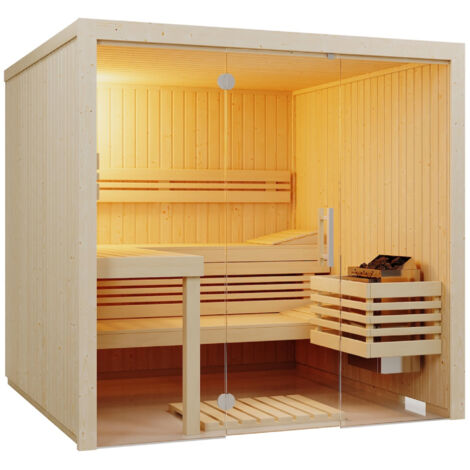 Infraworld Panorama 180 Saunakabine Elementsauna aus nordischer Fichte 210x180x203 cm