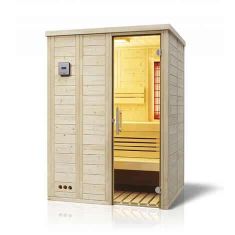 Infraworld Vitalis 148 Complete Fichte Saunakabine mit Infrarotstrahler 148x119x200 cm Infraworld Sauna Vitalis 148 Complete OHNE Saunaofen und Steuerung