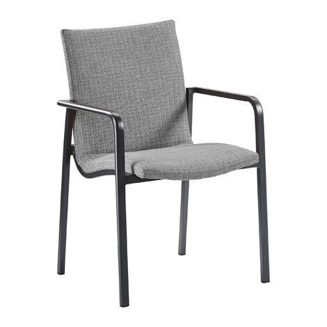 Best Freizeitmöbel Alu Dining-Sessel Positano Polstersessel Outdoorstoff Gartensessel versch. Farben anthrazit/hellgrau (1/5)