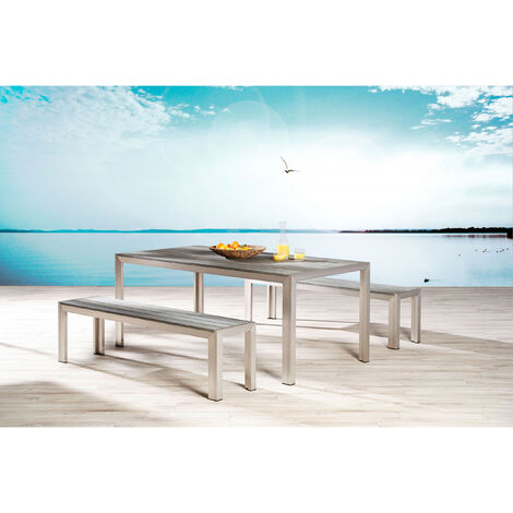 Best Freizeitmöbel Tisch Seattle 90 76 cm Aluminium x 180 x silber/anthrazit