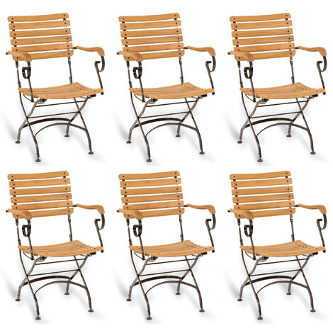 Sonnenpartner 6er-Set Klappsessel Oxford Teakholz und Eisen schwarz Gartenstuhl klappbar (1/5)