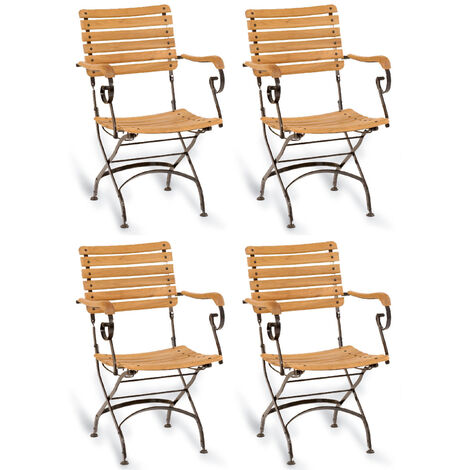 Sonnenpartner 4er-Set Klappsessel Oxford Teakholz und Eisen schwarz Gartenstuhl klappbar (1/5)