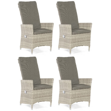 Sonnenpartner 4er-Set Garten-Sessel Solares Aluminium mit Polyrattan white-coral Gartenstuhl Hochleh (1/5)