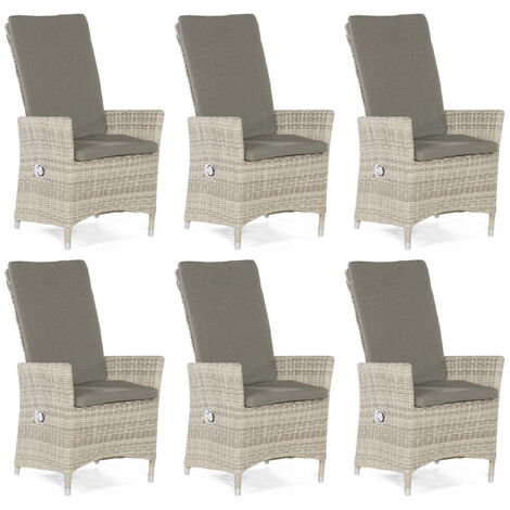 Sonnenpartner 6er-Set Garten-Sessel Solares Aluminium mit Polyrattan white-coral Gartenstuhl Hochleh (1/5)