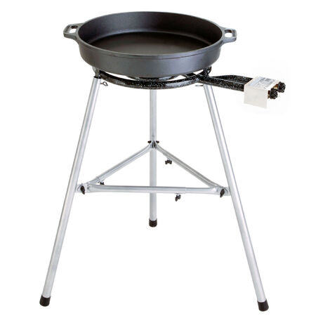Paella World Gusspfannen Set 2 Brenner mit Paella-Pfanne Gusseisen Ø 40/45 cm Gastronomie/Catering