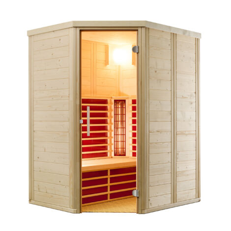 Infraworld Infrarotkabine TrioSol Natura 148 Ecke Links 148x121,5cm mit 2 ABC-Strahler Salzverdampfe