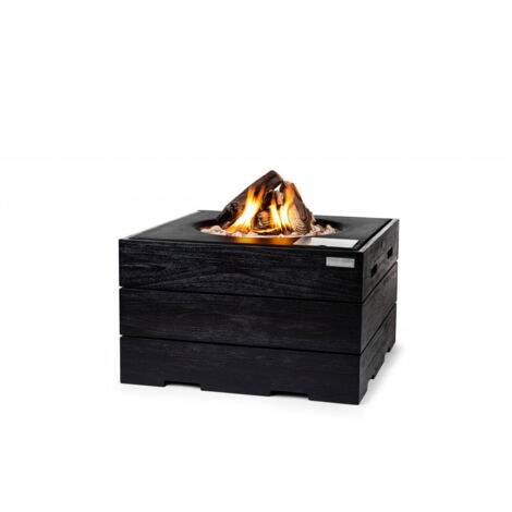 Happy Cocooning quadratischer Feuertisch Teakholz Black Schwarz