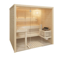 Infraworld Solido Glas Massivholzsauna aus nordischer Fichte 210x167x202cm