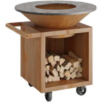 OFYR Classic Storage Corten 100 PRO Grill- und Feuerschale mit Plancha OCS-100-PRO