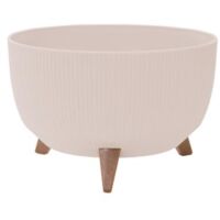 Pflanzgefäße OSLO STRIPE creme Streifenoptik, 40 x 25 cm Kunststoff/Holzfasern auf Füßen mit Einsatz