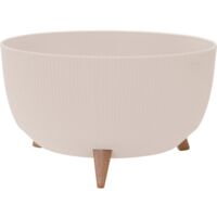 Pflanzgefäße OSLO STRIPE creme Streifenoptik, 47 x 26,5 cm Kunststoff/Holzfasern auf Füßen mit Einsatz