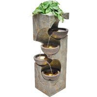Granimex Joy Polystone 4-Eck-Wassersäule mit Überlaufschalen inkl. Pumpe und LED-Beleuchtung Wassers