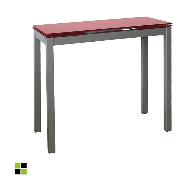 MOMMA HOME Mesa de Cocina Extensible - Modelo Novi - Material Cristal Templado/Metal - Medidas 85/135 x 40 x 76 cm Color: Red