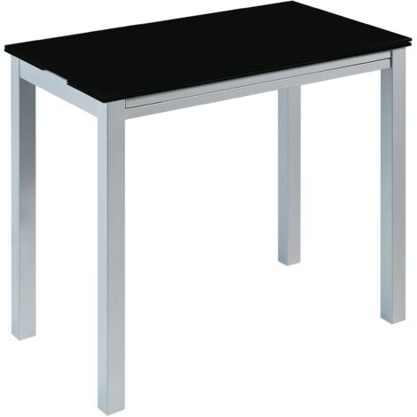 MOMMA HOME Mesa de Cocina Extensible Negro - Modelo Londres - Material Cristal Templado/Metal - Medidas 95 x 55/95 x 95 cm  Medidas: 76 cm