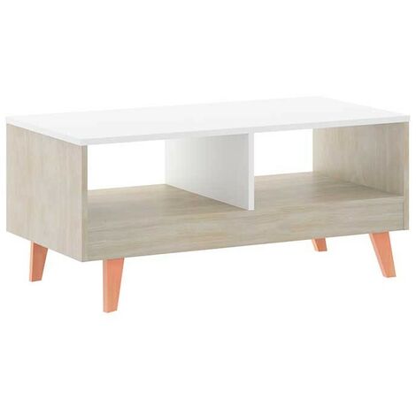 MOMMA HOME Mesa Centro ROAU con Cajón, Mesita de Salón o Comedor, Acabado en Roble y Blanco, Medidas: 90.5 x 44.5 x 40.5 cm (1/5)