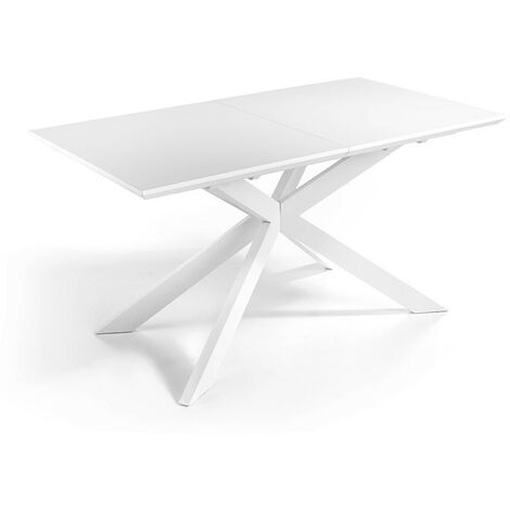 MOMMA HOME Mesa comedor extensible, Acabado en blanco mate, Modelo Verano, Medidas 160/210 x 90 x 76H cm (1/5)