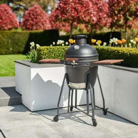 Kamado BBQ 22" Ceramic Grill Egg in Black