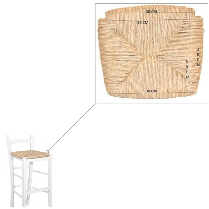 Sgabello legno bianco seduta impagliata 73h