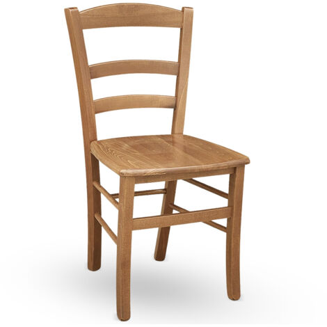 Sedia da sala da pranzo Paesana in legno noce chiaro con seduta in massello