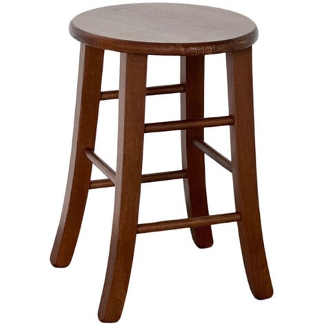Sgabello basso in legno bar seduta rotonda h 47 cm gamba sciabola