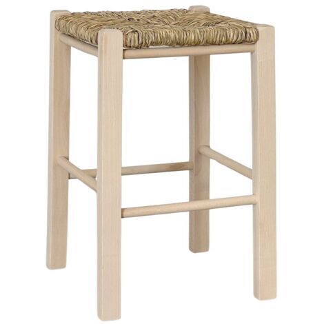 Sgabello bar grezzo seduta in paglia h 47 cm gambe dritte