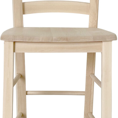 Sgabello alto 80 cm in legno massello grezzo con manico e seduta in massello