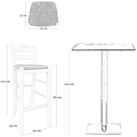 Sgabello in legno noce scuro con schienale h 80cm con manico e seduta in paglia
