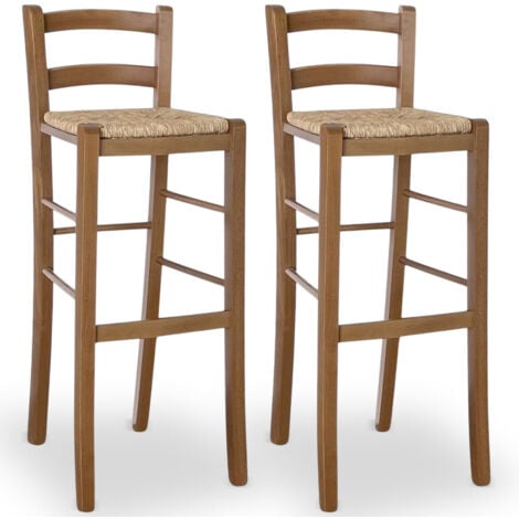 Manomano Sgabelli Con Seduta In Paglia Set Sgabelli Bar Alti 80 Cm