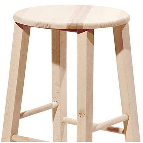 Sgabello grezzo da verniciare alto 67 cm con seduta rotonda e gambe a sciabola