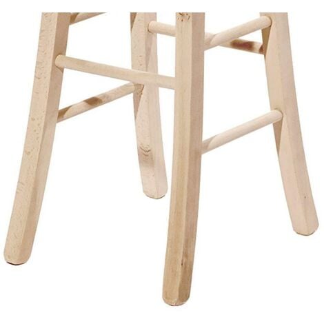 Sgabello grezzo da verniciare alto 67 cm con seduta rotonda e gambe a sciabola