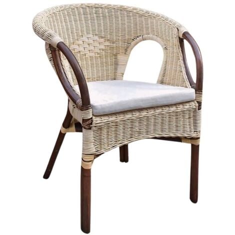 Salotto Mandolino in vimini color noce con 1 divanetto, 2 poltrone, 1 tavolino