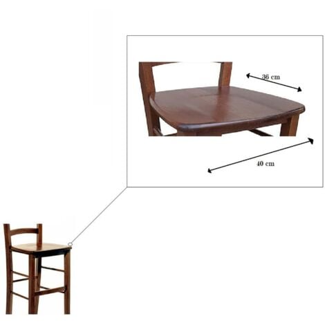 Sgabello con schienale h 67cm da terra alla seduta  noce scuro seduta in legno
