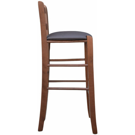 Sgabello In Legno Massello Noce Scuro - Altezza Seduta 67cm, Già Montato, Per Casa O Pub - Foto 9