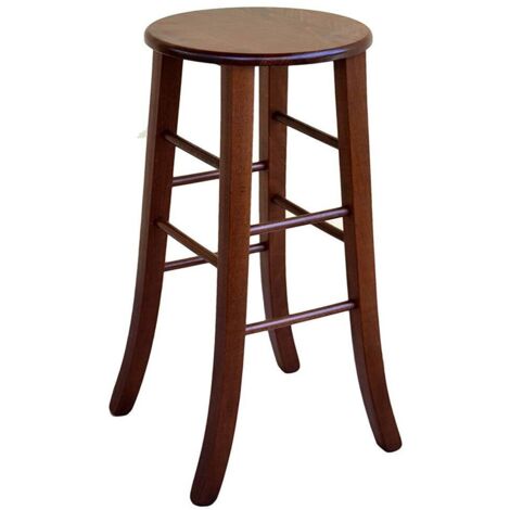 Sgabello In Legno Di Acacia Naturale - Altezza 45,7 Cm, Piano Rotondo 28 Cm, Finitura A Cera - Facile Da Montare, Per Piante, Cucina, Trucco