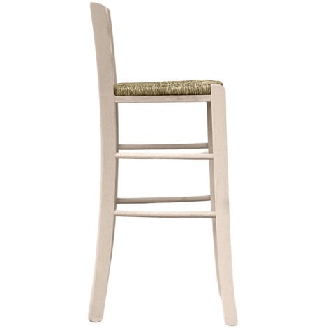 Sgabello con manico nello schienale h cm 66 grezzo con seduta in paglia