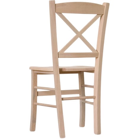 Sedia in legno croce con seduta in massello grezza da verniciare