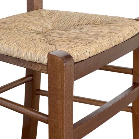 Sedia legno con seduta in paglia noce scuro paesana