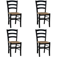 Sedie da sala da pranzo legno nero venezia con seduta in paglia x4