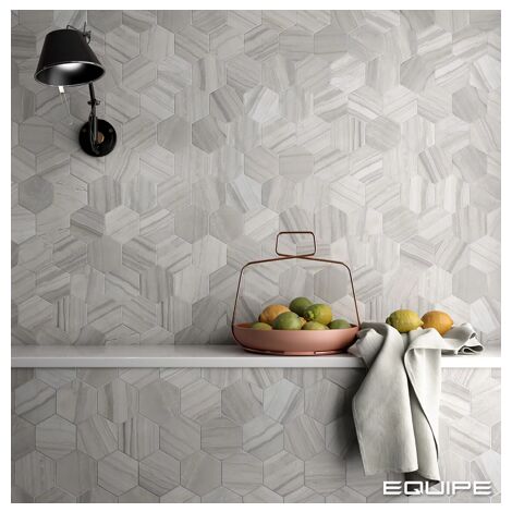 Carrelage sol / mur hexagonal aspect marbre 11,6x10,1 cm - LITHOS GREY  (vendu par boite de 0,50m2)