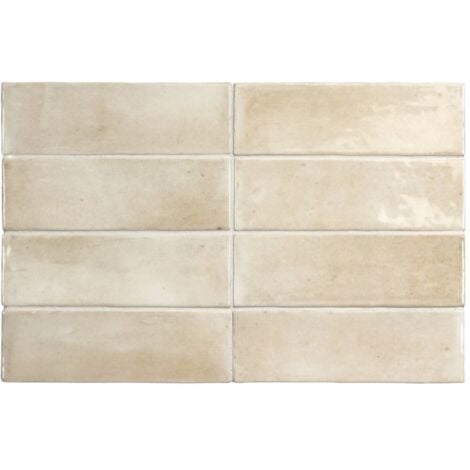Carrelage sol / mur effet zellige bejmat marocain 5X15 cm crème beige brillant 5X15 cm COCO CANVAS WALL (vendu par boite de 0,50m2)