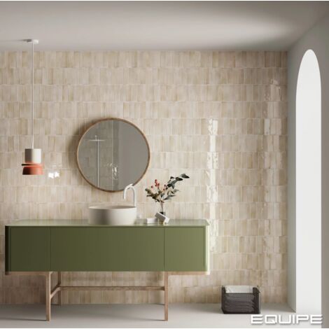 Carrelage sol / mur effet zellige bejmat marocain 5X15 cm crème beige brillant 5X15 cm COCO CANVAS WALL (vendu par boite de 0,50m2)