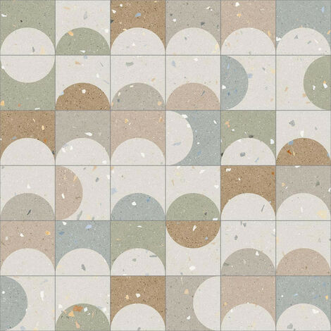 Eiffel Art Construction – Carrelage sol effet terrazzo 20x20 cm – Grès cérame multicolore – Classe de glissance R10 – Vendu par boîte de 1m2