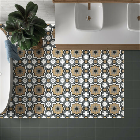 Carrelage sol / mur effet ciment à motif 20x20 cm  RIVOLI - BIARRITZ GRIS(vendu par boite de 1m2)