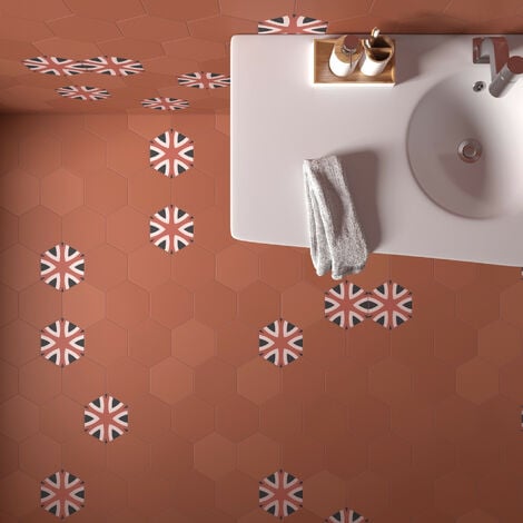 Carrelage sol / mur hexagonal uni terracotta 17,5x20 cm COIMBRA WARM SIENA 30637 (vendu par boite de 0,71m2)