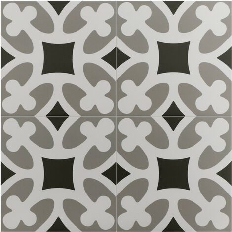 Carrelage sol / mur effet ciment à motif 20x20 cm RIVOLI - PLAZA GRIS(vendu par boite de 1m2)