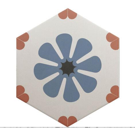 Carrelage sol / mur hexagonal à motif coloré 17,5x20 cm COIMBRA BELLA BLUE 30658 (vendu par boite de 0,71m2)